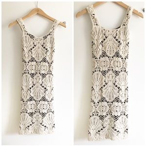 Free People Cream Crochet Midi Dress